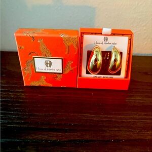 NEW House of Harlow 1960 Thick Gold Hoop Earrings